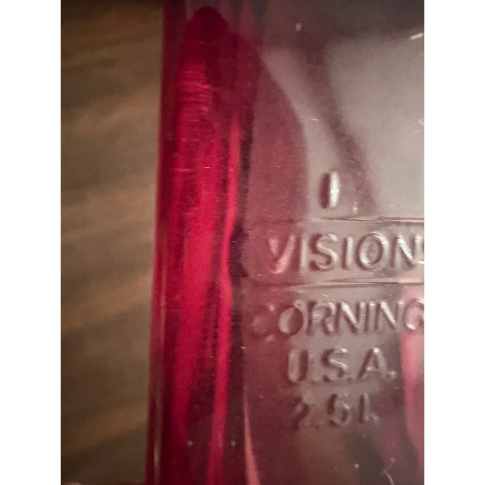 Visions by Corning Cranberry Glass 2.5L Saucepan Non-Stick Pot with Lid USA